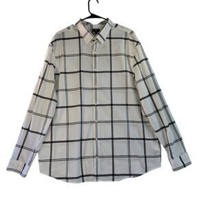 Express Slim1MX Men's Longsleeve Button Up White/Black Plaid Size XXL